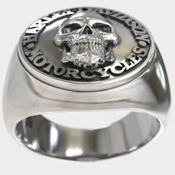 Ασημένιο Ανδρικό Δαχτυλίδι Νεκροκεφαλή Harley Davidson 0562