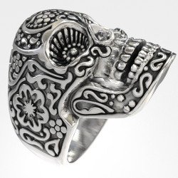 Biker Ring Sugar Skull Ring 0583