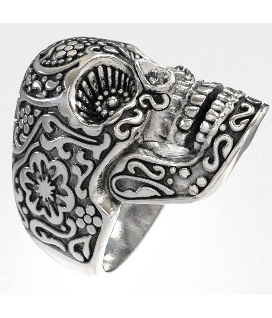Unisex Sugar Skull Δαχτυλιδι Νεκροκεφαλη 0583