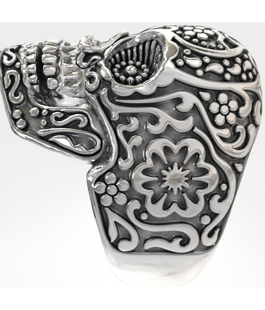 Unisex Sugar Skull Δαχτυλιδι Νεκροκεφαλη 0583