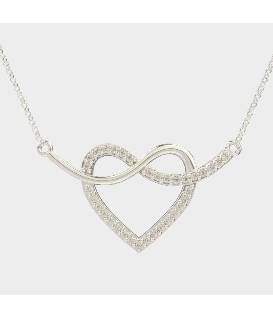 Infinity Heart Necklace, Sterling Silver Heart Pendant, Wedding