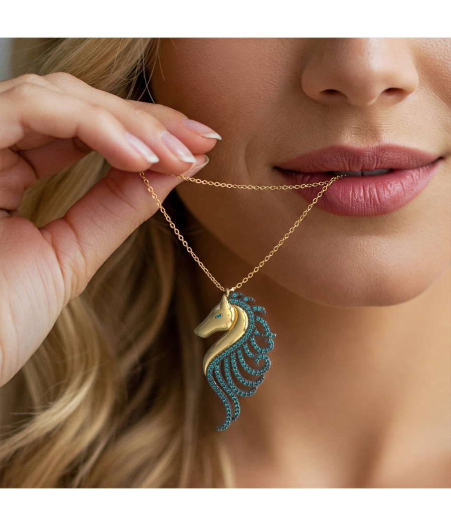Collier hippocampe avec pierres en zircon,Bijoux pour
