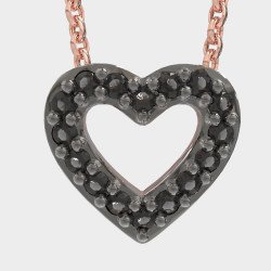 Chic Schwarz Stein Herz Halskette 0028MP