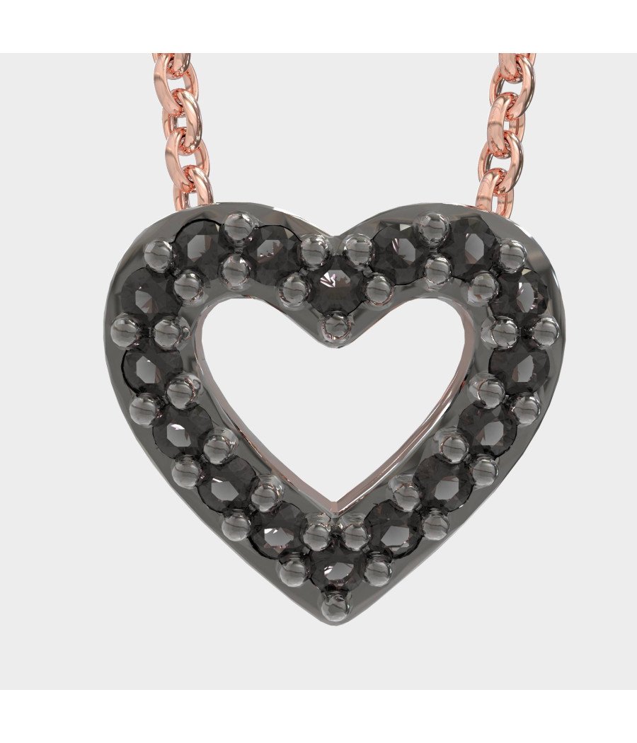 Chic Schwarz Stein Herz Halskette 0028MP