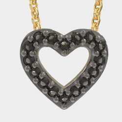 Chic Schwarz Stein Herz Halskette 0028MP