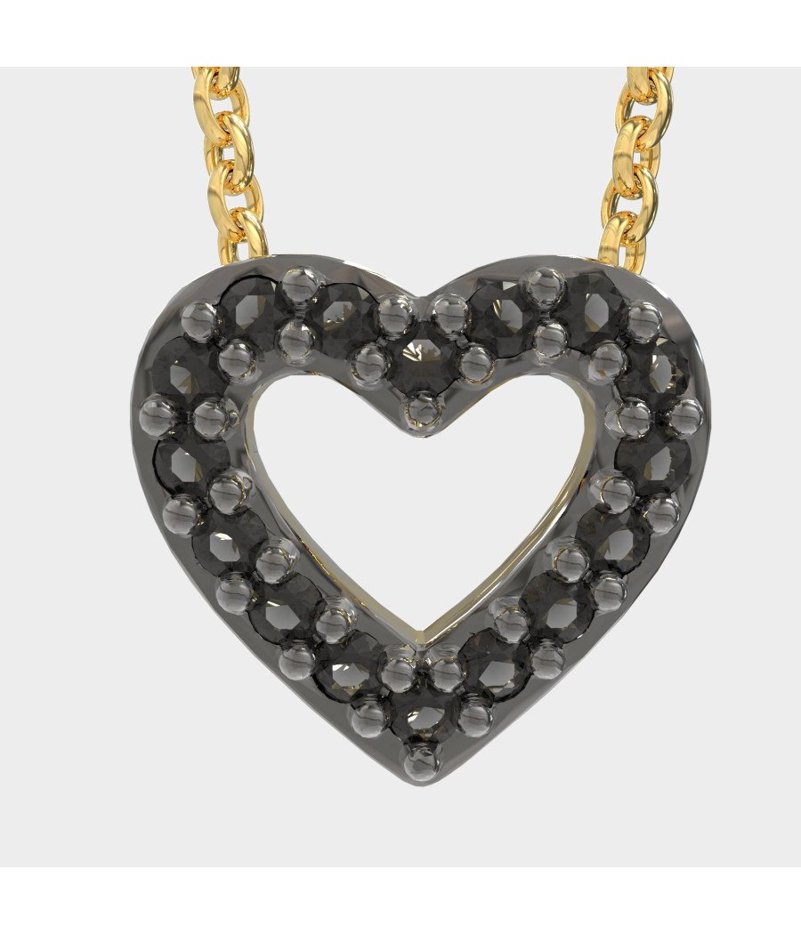 Chic Schwarz Stein Herz Halskette 0028MP