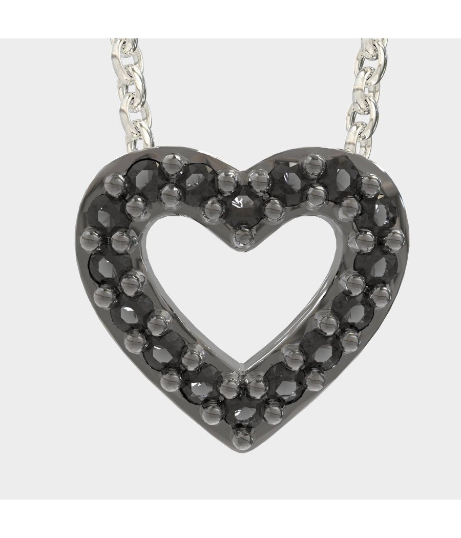 Chic Schwarz Stein Herz Halskette 0028MP