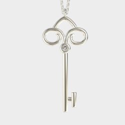 Sterling Silber Schlüssel Halskette mit Zirkon Silber Halskette