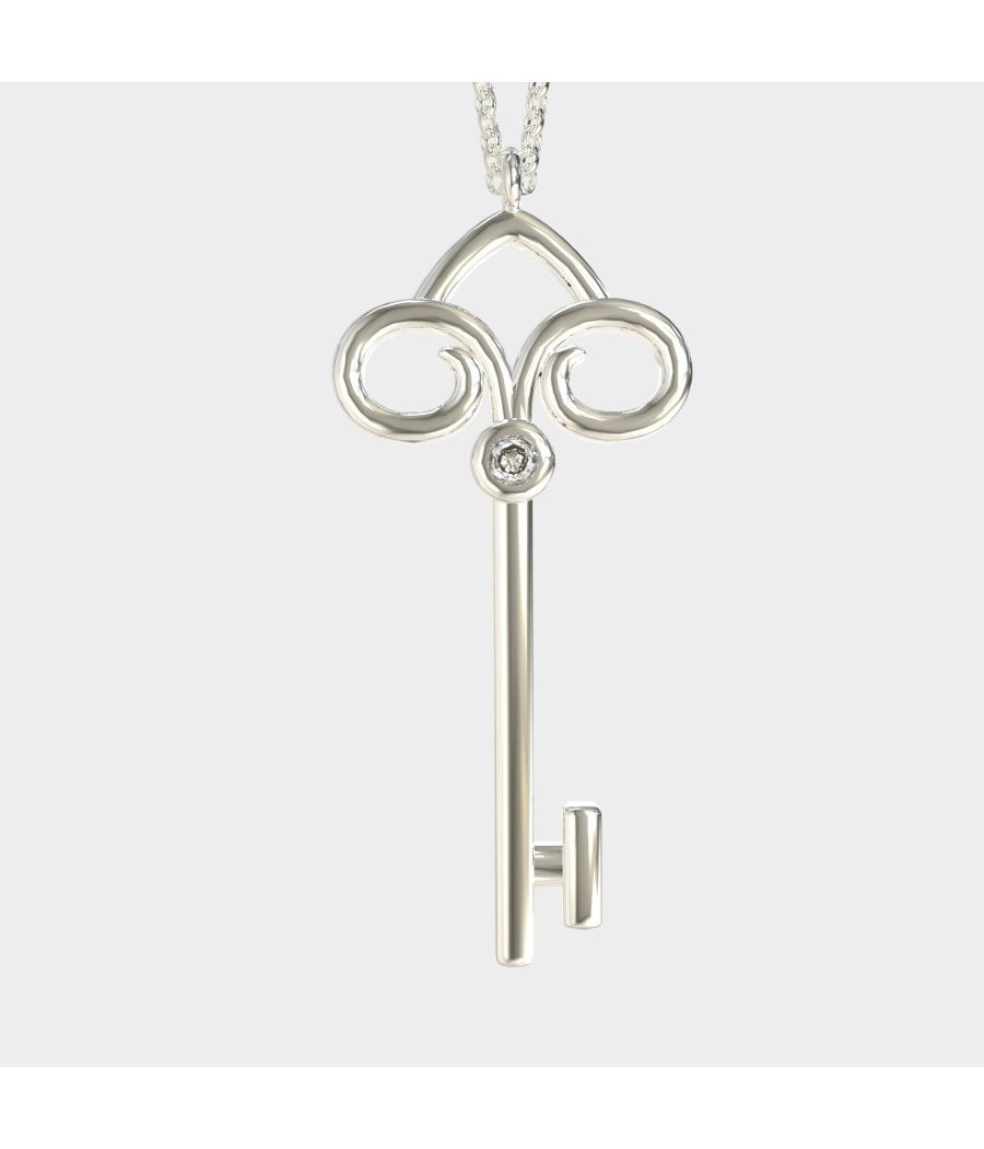 Sterling Silber Schlüssel Halskette mit Zirkon Silber Halskette