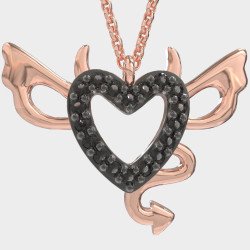 Dark Seduction Silver Devil Heart Pendant Necklace 0123MP