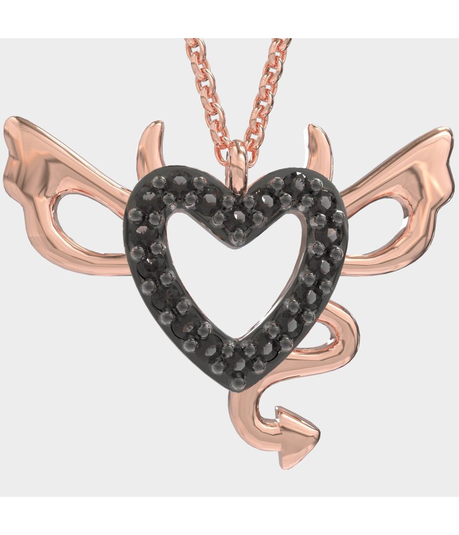 Dark Seduction Silver Devil Heart Pendant Necklace 0123MP
