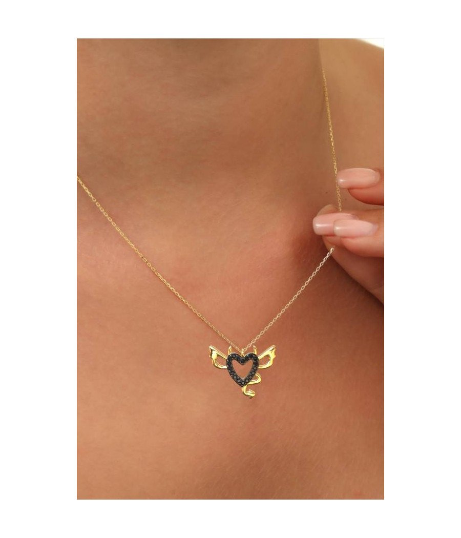 Dark Seduction Silver Devil Heart Pendant Necklace 0123MP