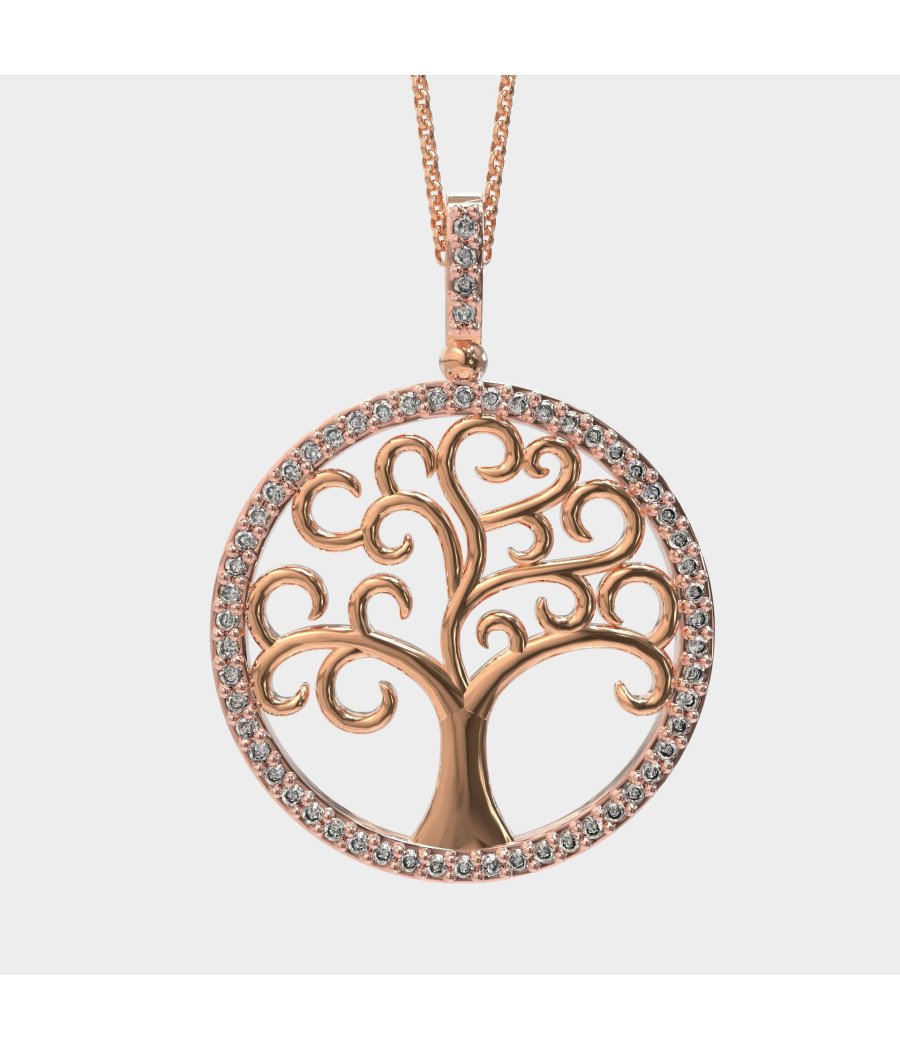 Κομψό Ασημένιο Μενταγιόν Δέντρο Ζωής 0038