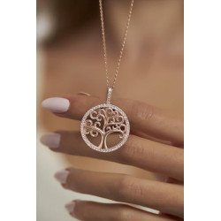 Κομψό Ασημένιο Μενταγιόν Δέντρο Ζωής 0038