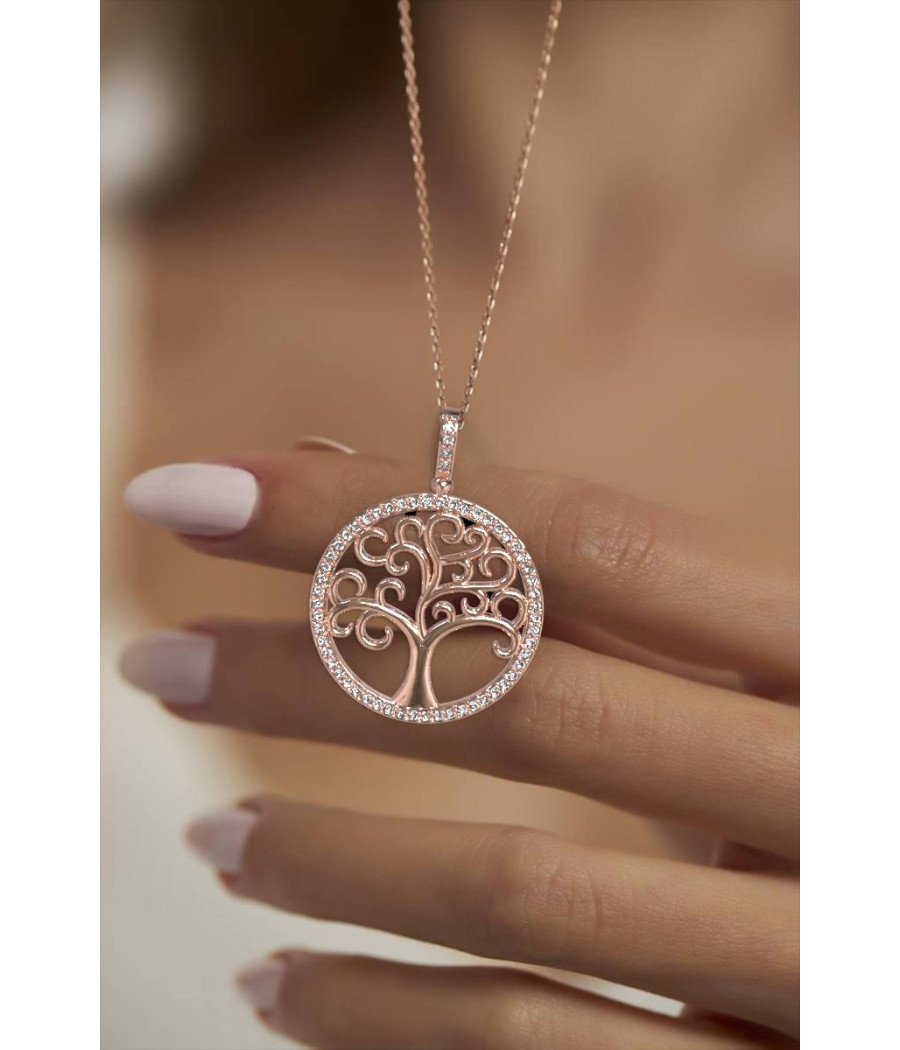 Collier élégant en argent avec pendentif en forme d'arbre de