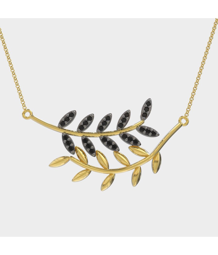 Olive Leaf Necklace - Midnight Olive 0089MP