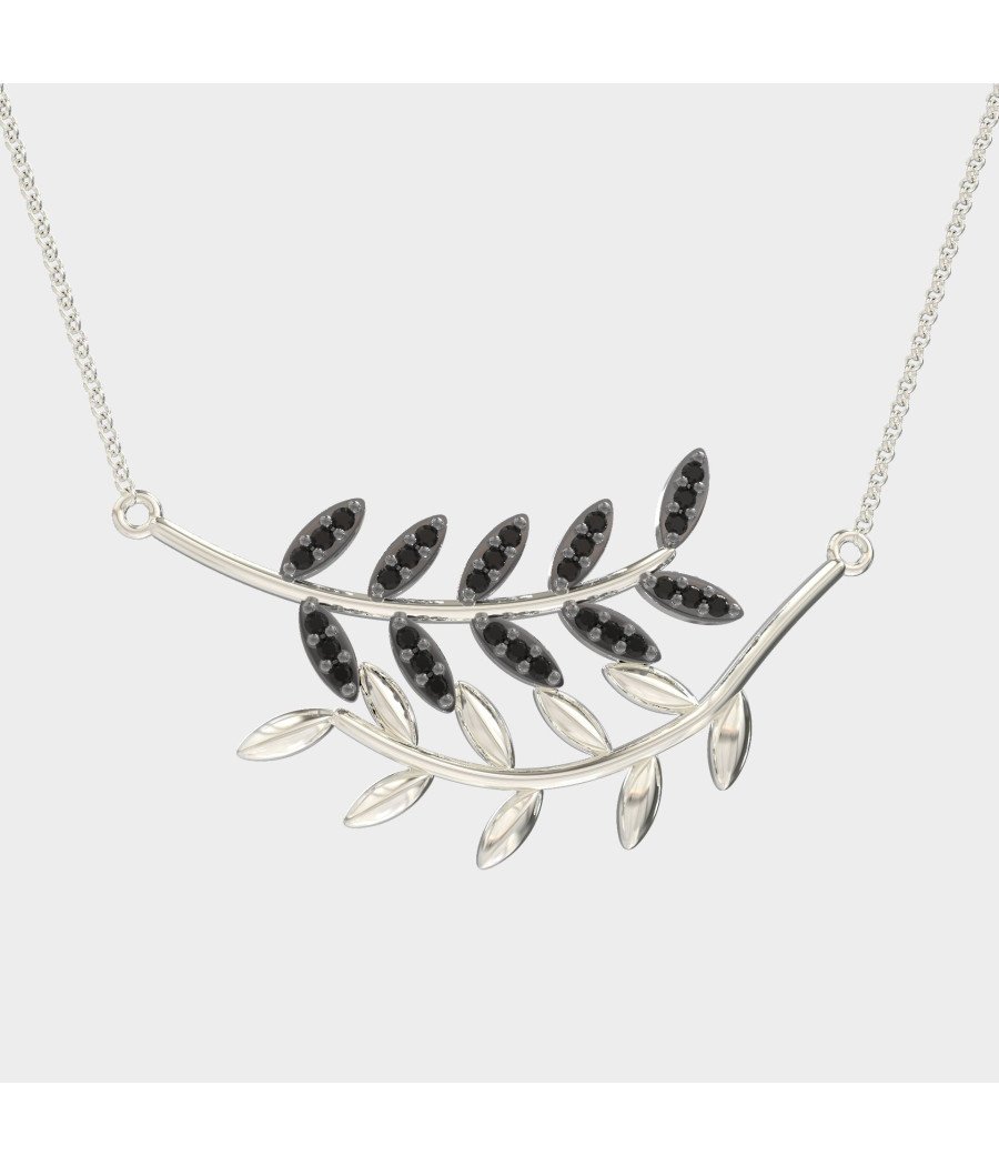 Collier de feuilles d'olivier - Olive minuit 0089MP