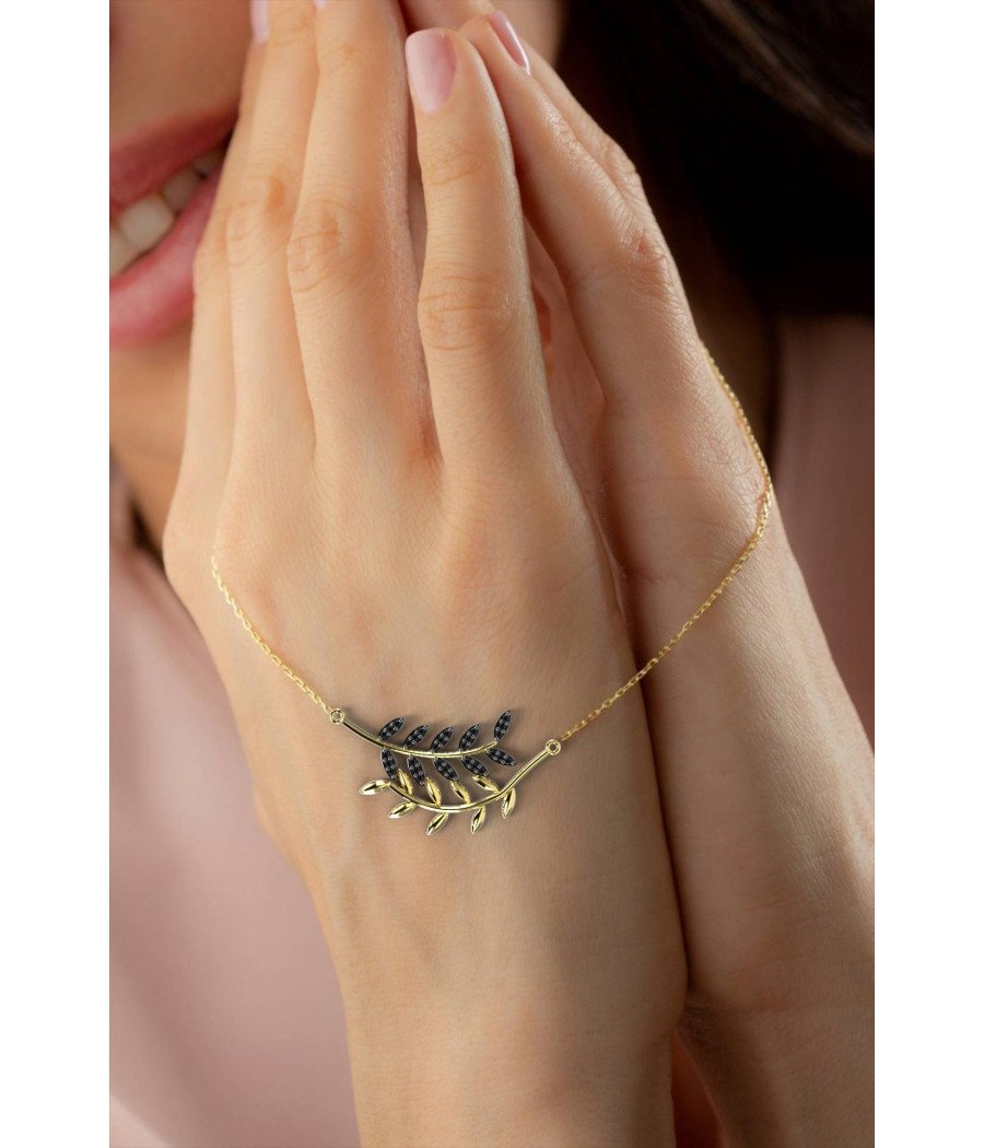 Olive Leaf Necklace - Midnight Olive 0089MP