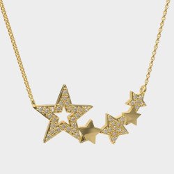 Κίτρινο Χρυσό Κολιέ Με Αστέρια Και Λαμπερά Ζιργκόν 0113
