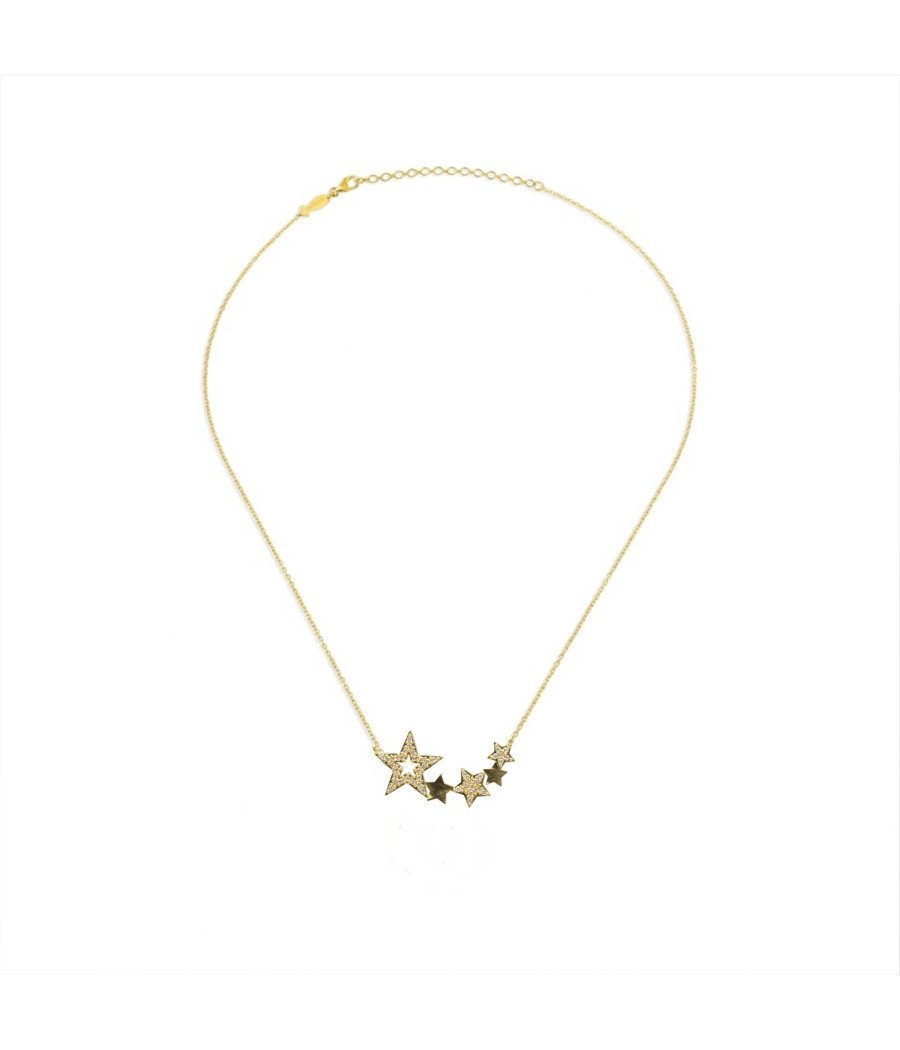 Elegant Yellow Gold Star Necklace 0113