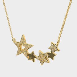 Κίτρινο Χρυσό Κολιέ Με Αστέρια Και Λαμπερά Ζιργκόν 0113