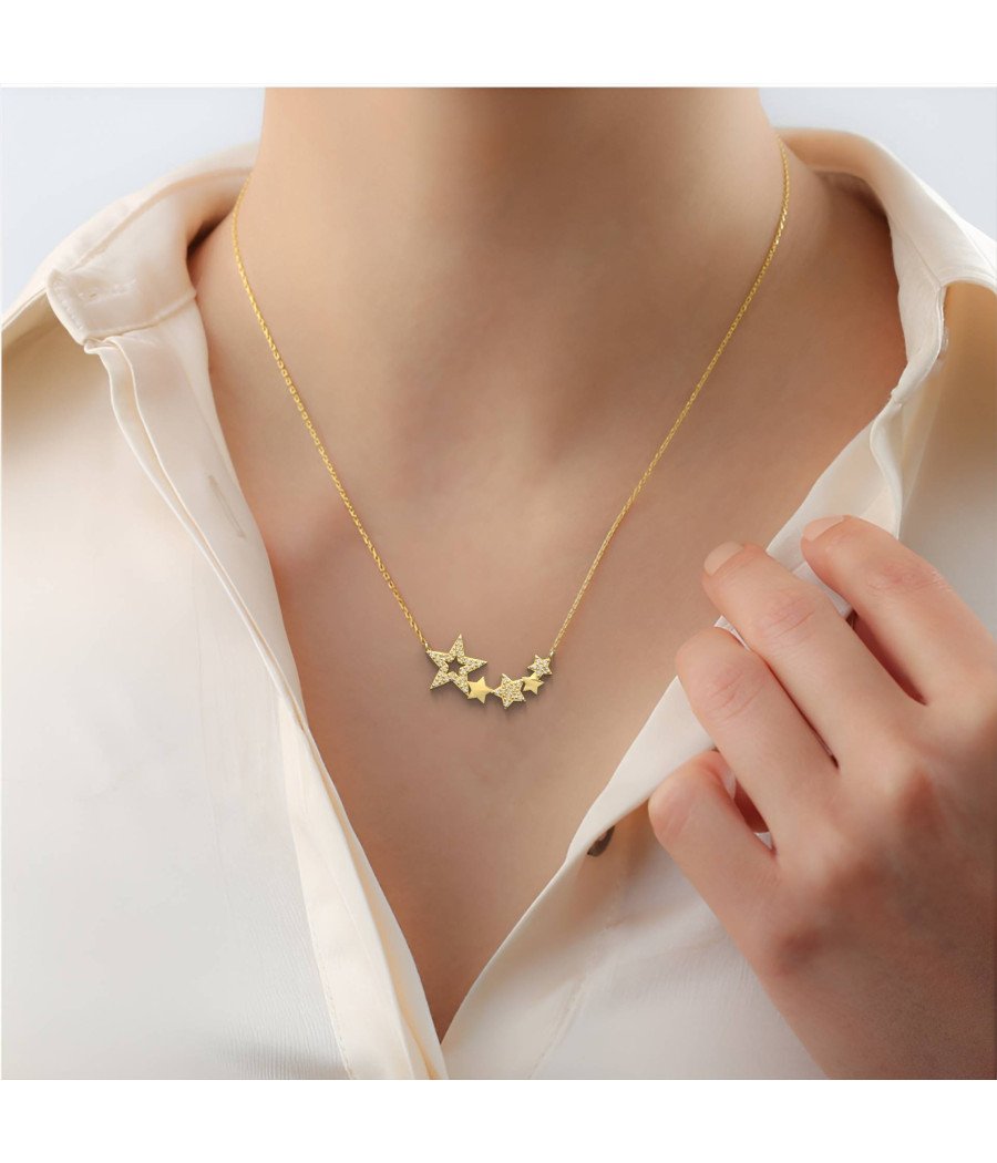 Elégant collier étoile en or jaune 0113