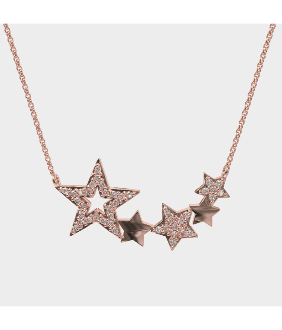 Collar de Oro Rosa con Estrellas Regalo Romántico para Ella