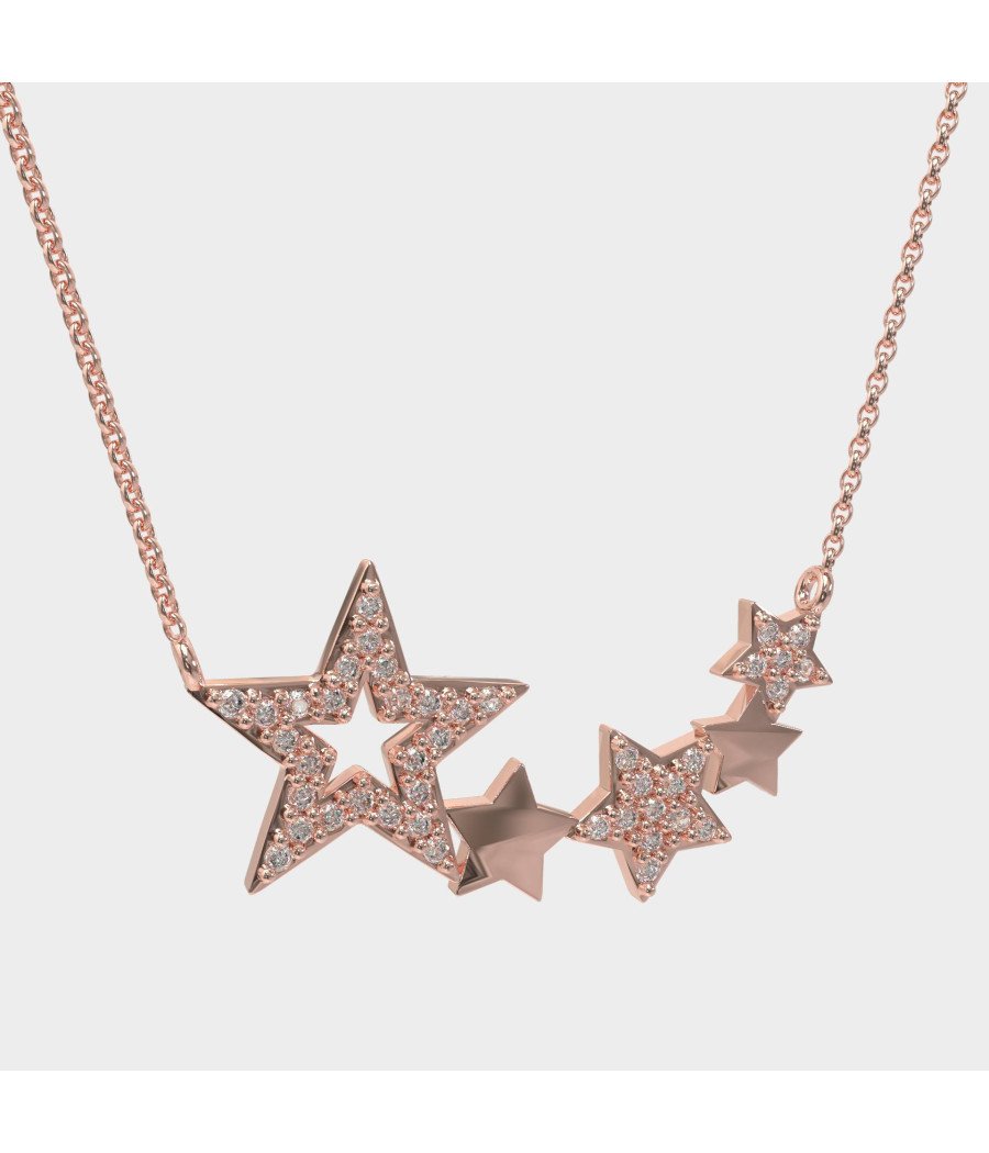 Collar de Oro Rosa con Estrellas Regalo Romántico para Ella