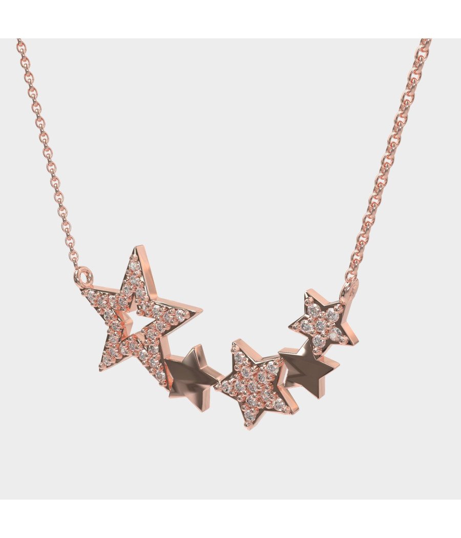 Collar de Oro Rosa con Estrellas Regalo Romántico para Ella