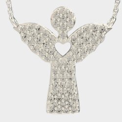 Ασημένιο Αγγελάκι με Καρδιά & Πέτρες Ζιργκόν 0008