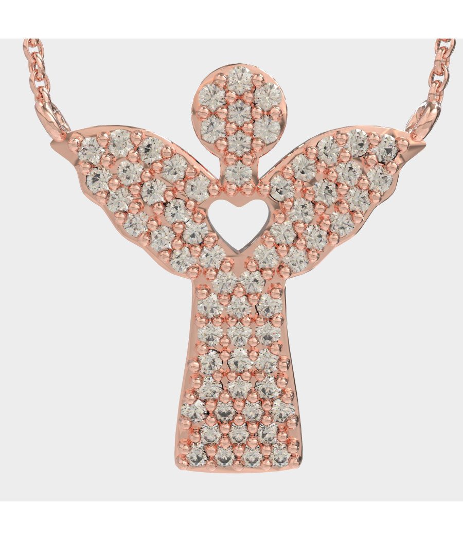 Ασημένιο Αγγελάκι με Καρδιά & Πέτρες Ζιργκόν 0008