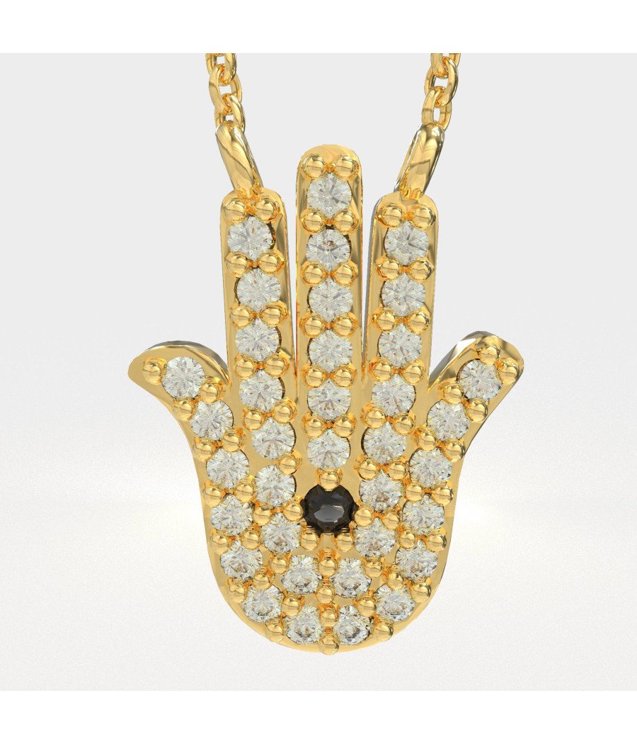 Κομψό Κολιέ Φατιμά Με Ζιργκόν 0012