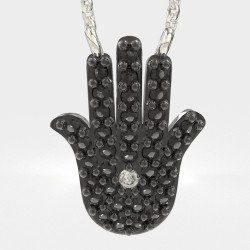 Collar Fátima de plata con circonitas negras 0012MP