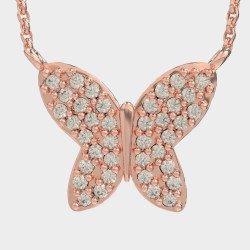 Κολιέ Πεταλούδα από Ασήμι με Λευκά Ζιργκόν 0011