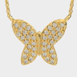 Zierliche Silber Schmetterling Halskette mit weißen Zirkonen