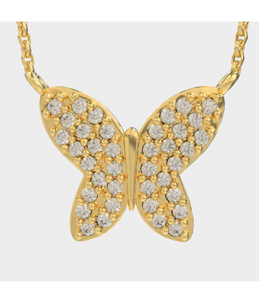 Zierliche Silber Schmetterling Halskette mit weißen Zirkonen