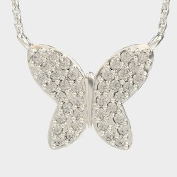 Zierliche Silber Schmetterling Halskette mit weißen Zirkonen
