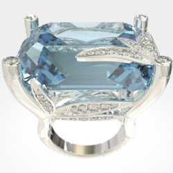 Luxurious Δαχτυλίδι Με Blue Topaz Και Διαμάντια 0662L