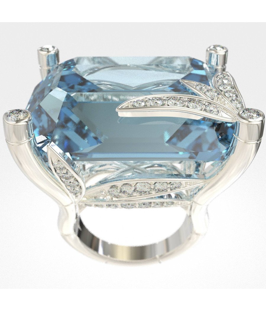 Luxurious Δαχτυλίδι Με Blue Topaz Και Διαμάντια 0662L