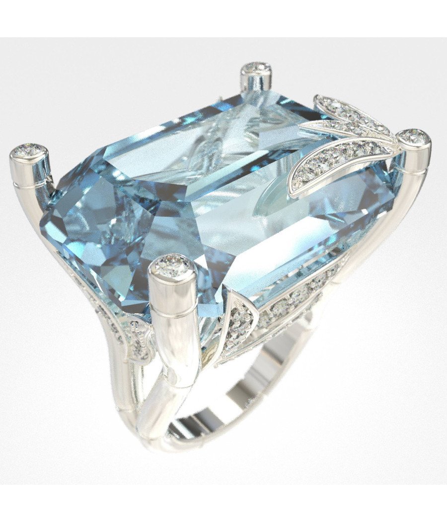 Luxurious Δαχτυλίδι Με Blue Topaz Και Διαμάντια 0662L