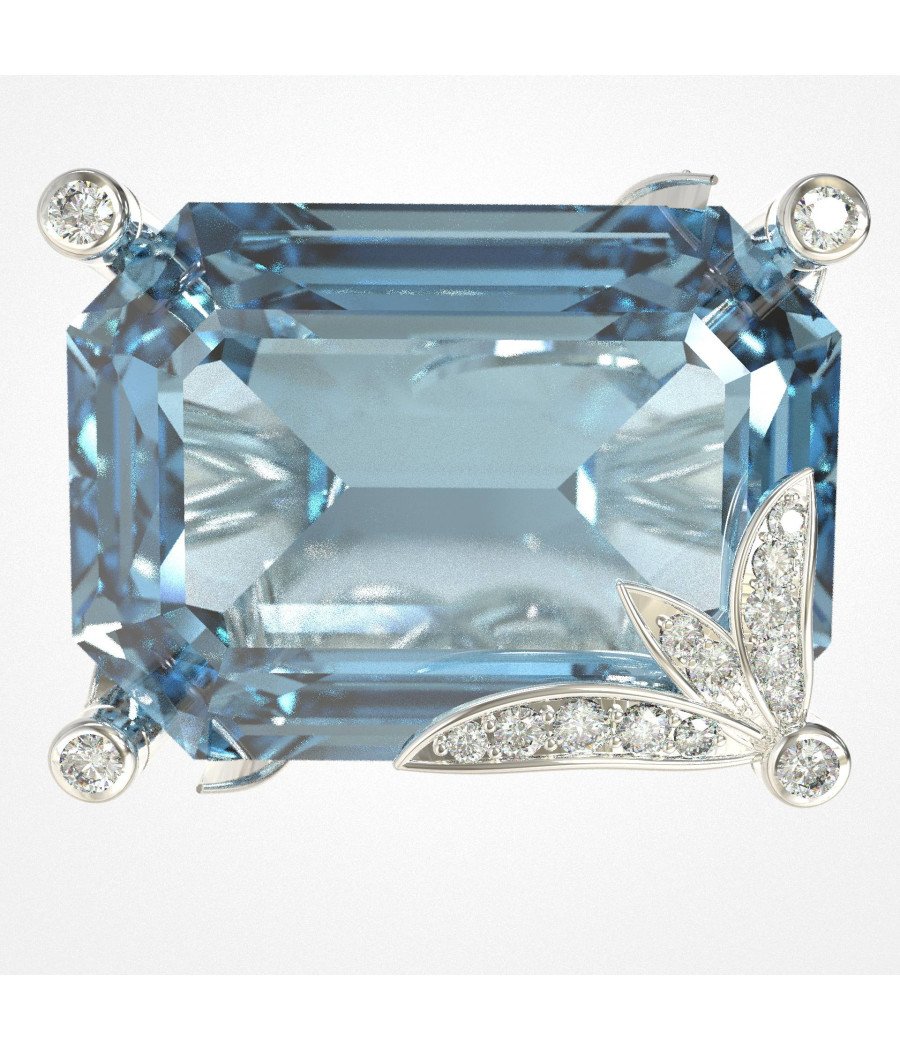 Luxurious Δαχτυλίδι Με Blue Topaz Και Διαμάντια 0662L