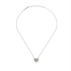 Elégant collier coeur en argent avec zircon blanc 0009