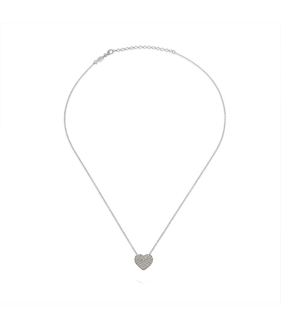 Elegante Herz-Halskette aus Silber mit weißem Zirkon 0009