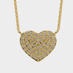Elégant collier coeur en argent avec zircon blanc 0009
