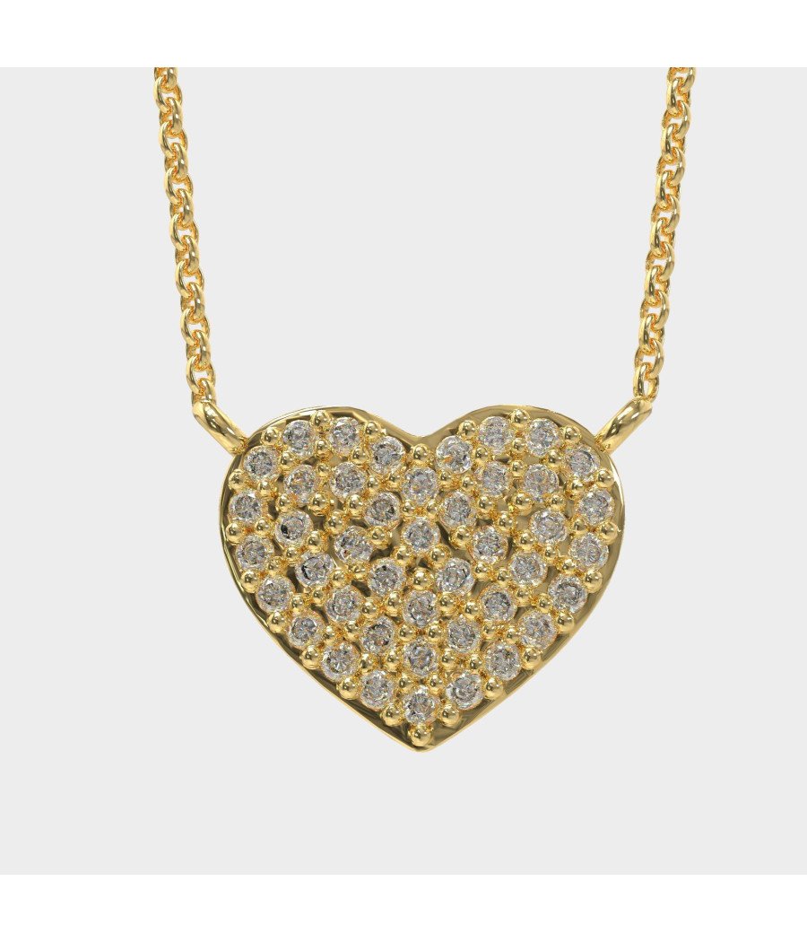 Ασημένιο Κολιέ Καρδιά με Λευκές Πέτρες Ζιργκόν 0009