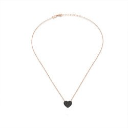 Dark Romance Silver Heart Necklace with Black Stones 0009MP