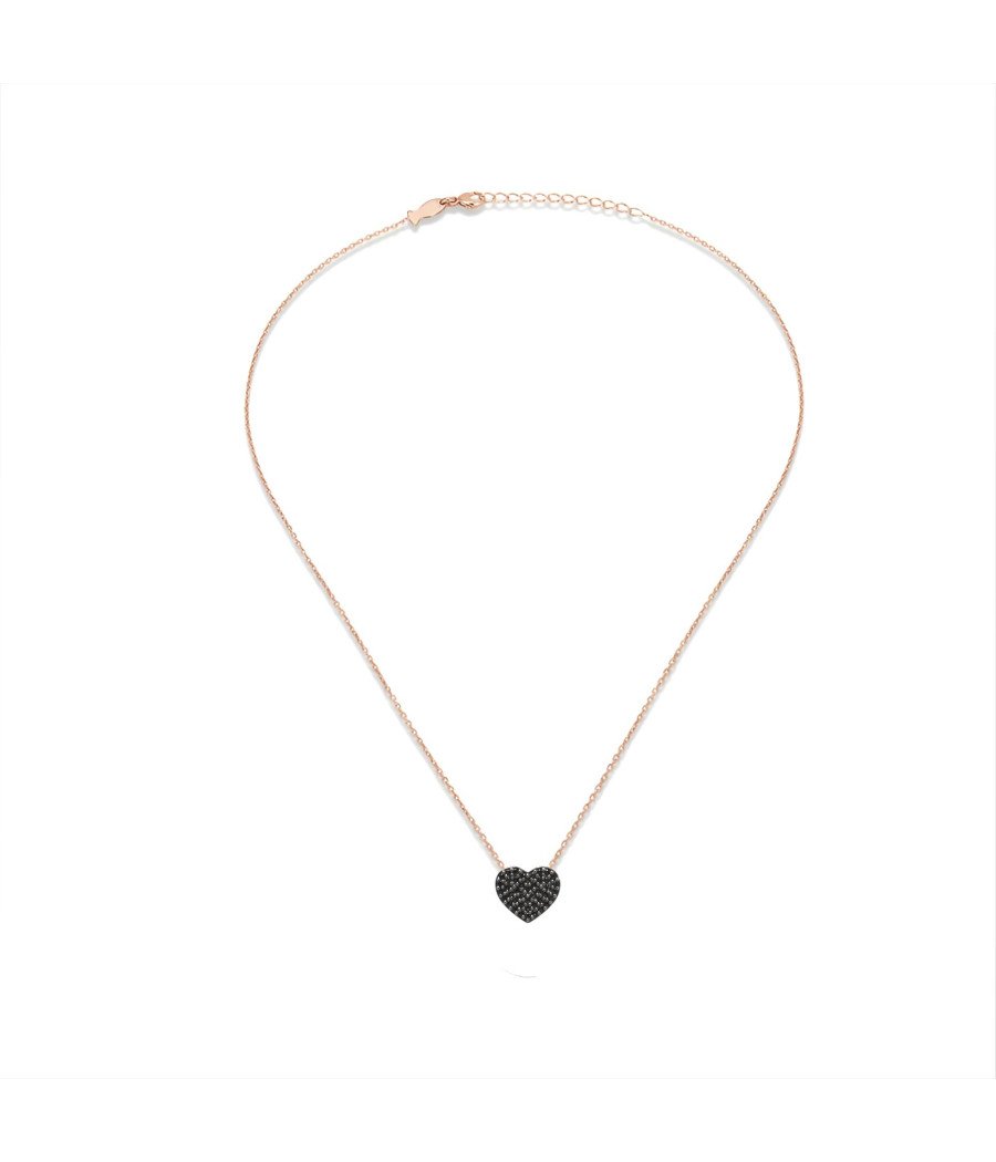 Dark Romance Silver Heart Necklace with Black Stones 0009MP