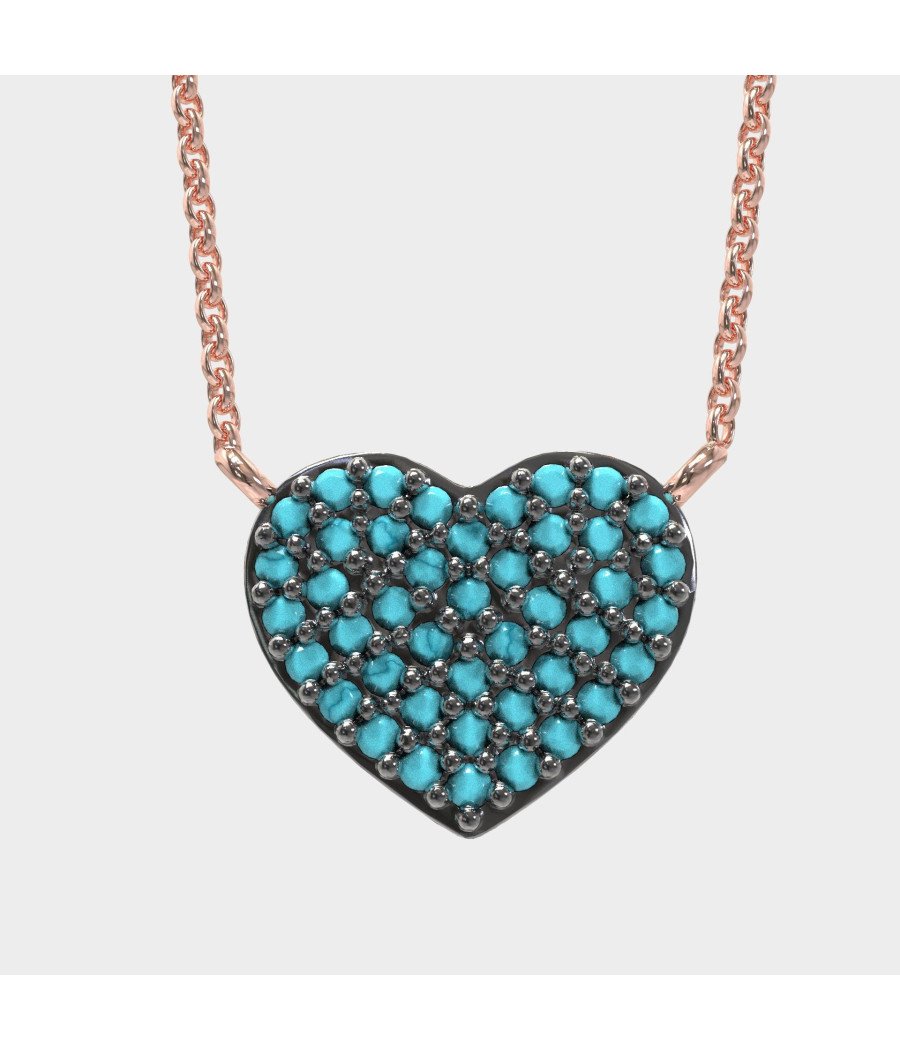 Caribbean Heart Necklace with Turquoise Zircon 0009TP
