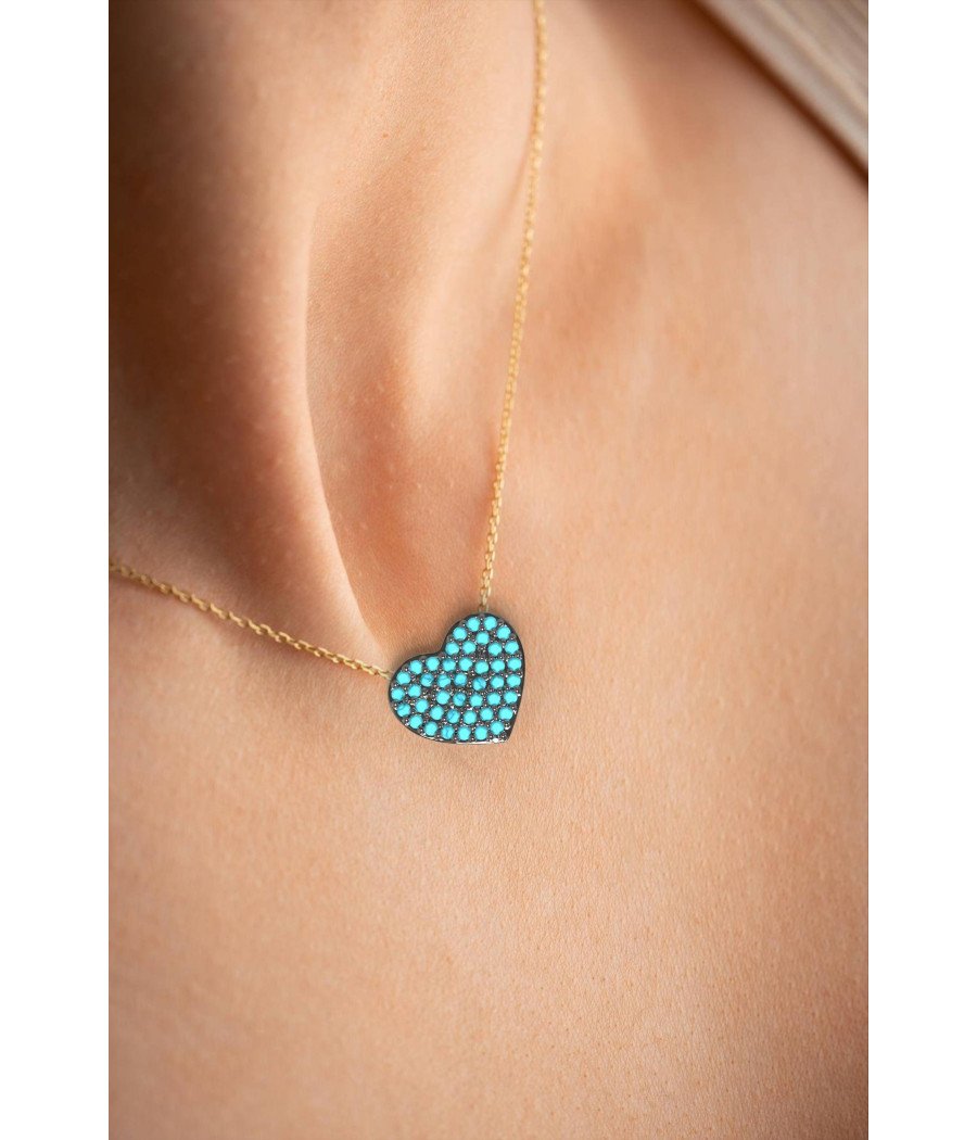 Caribbean Heart Necklace with Turquoise Zircon 0009TP