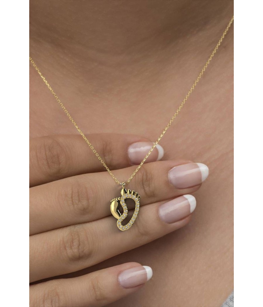 Collar de botín de plata para mamá y bebé - Regalo de collar de